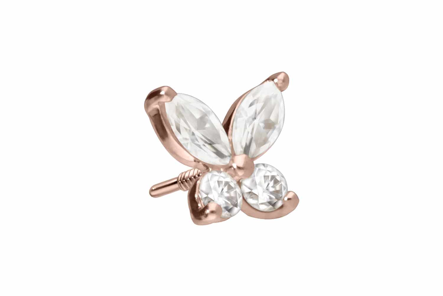 14 Karat Gold Schraubaufsatz mit Außengewinde MOISSANIT-SCHMETTERLING von Piercingline